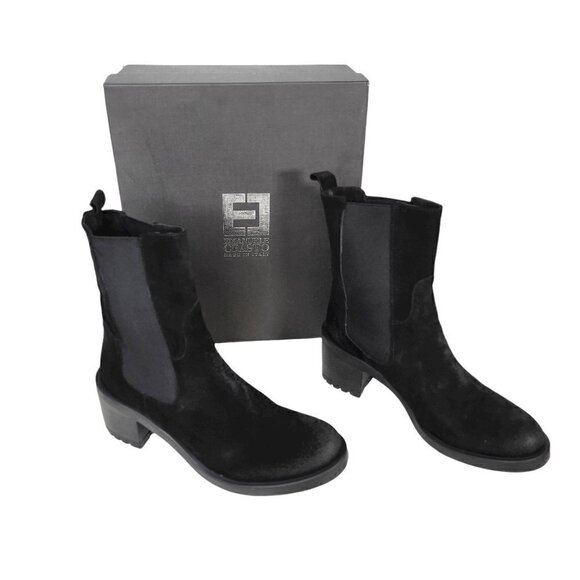 Made In Italy Suede Chelsea Booties Ankle Boots Women Black Size 10 - Picture 2 of 16
